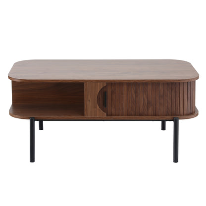 Artiss Coffee Table Living Room Center Table Shelf Cabinet Walnut
