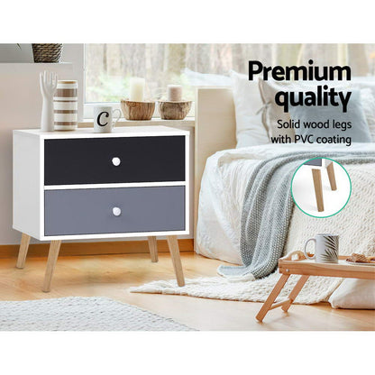 BONDS White Bedside Table 2 Drawers