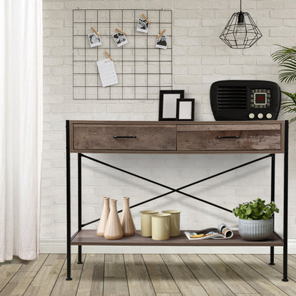 Walnut Marconi Console Table 2 Drawers