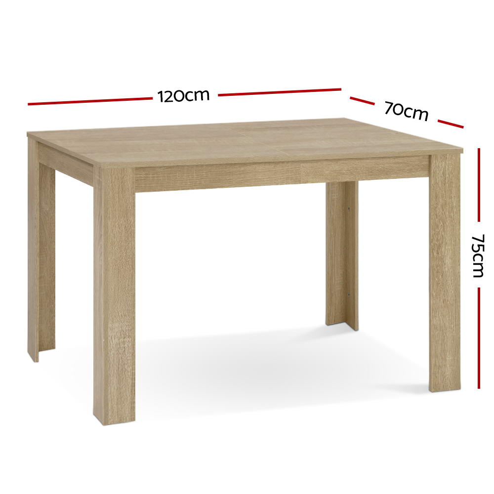 Dining Table Rectangular 4 Seater 120CM Oak Natu