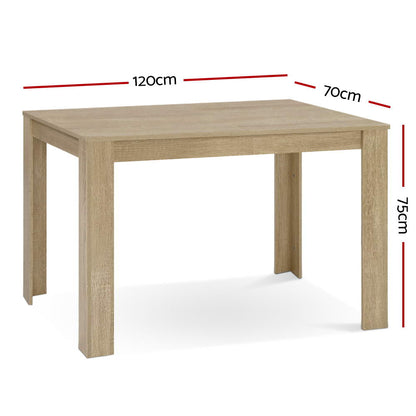Dining Table Rectangular 4 Seater 120CM Oak Natu