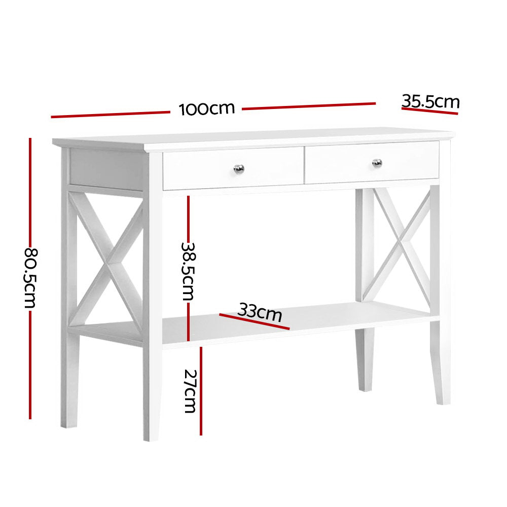 Chole Console Table 2 Drawers 100CM White