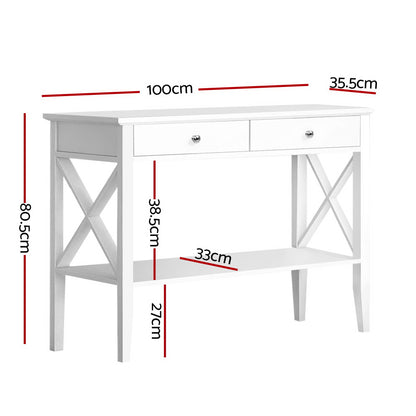 Chole Console Table 2 Drawers 100CM White