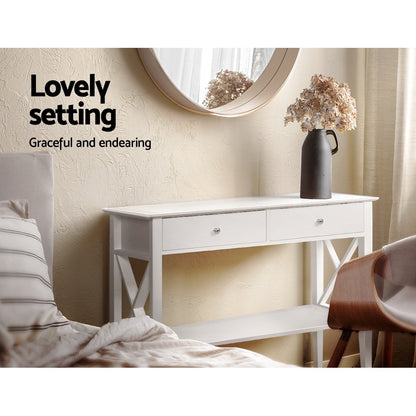 Chole Console Table 2 Drawers 100CM White