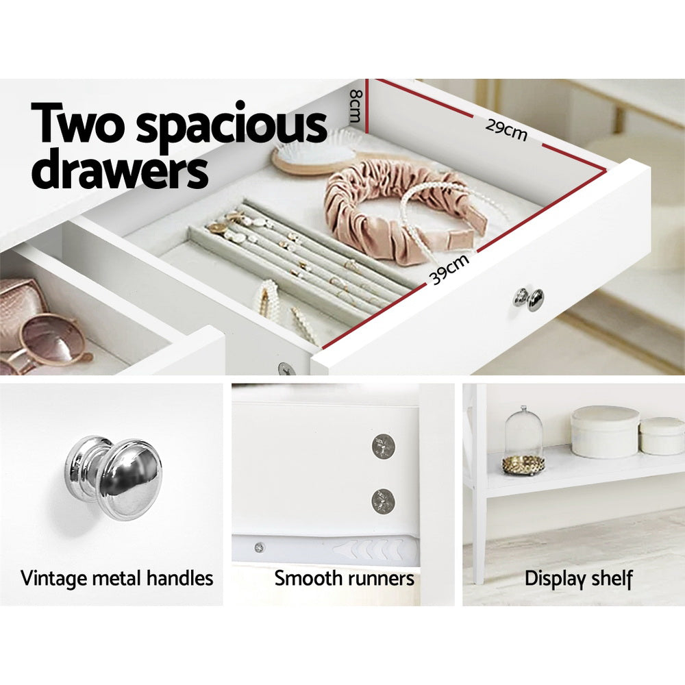 Chole Console Table 2 Drawers 100CM White
