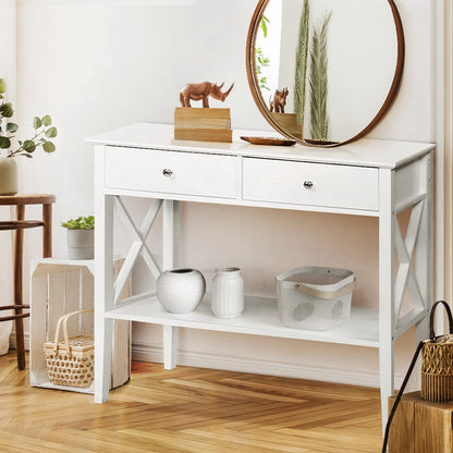 Chole Console Table 2 Drawers 100CM White