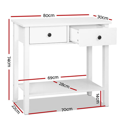 Chole Console Table 2 Drawers 80CM White