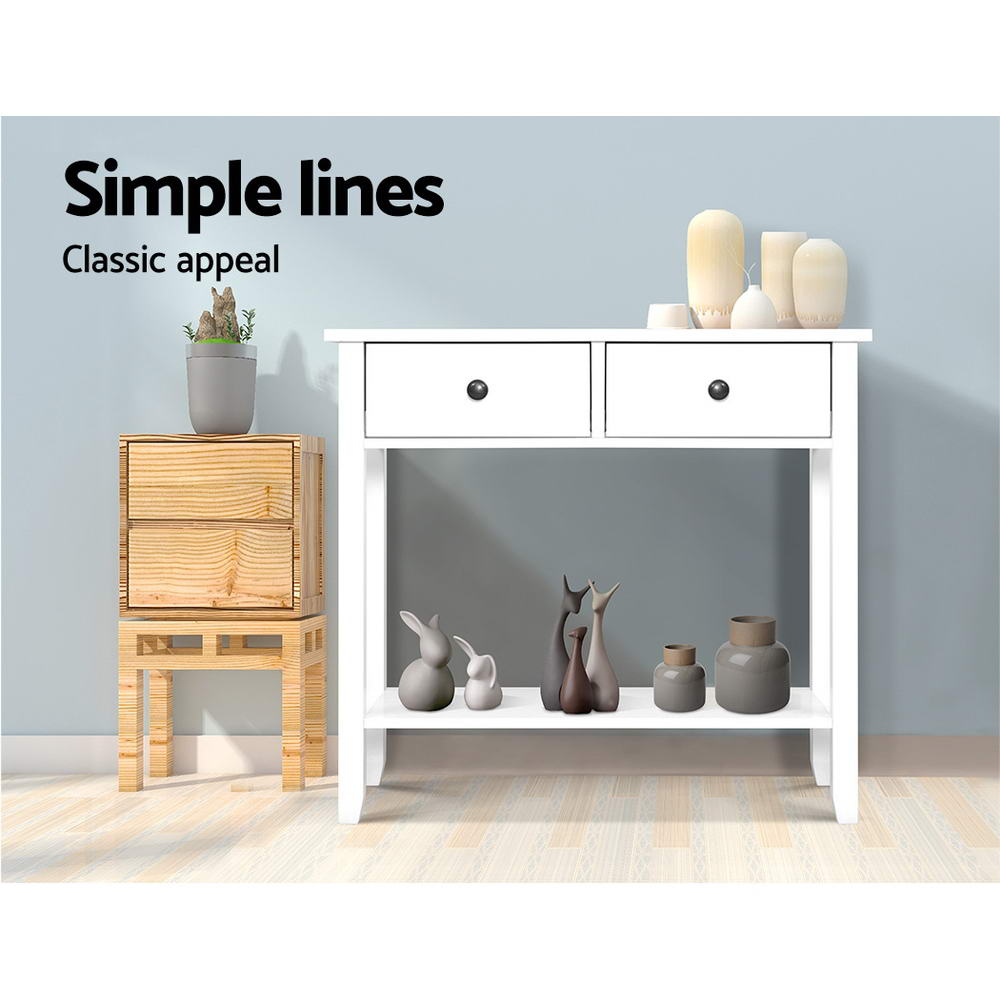 Chole Console Table 2 Drawers 80CM White