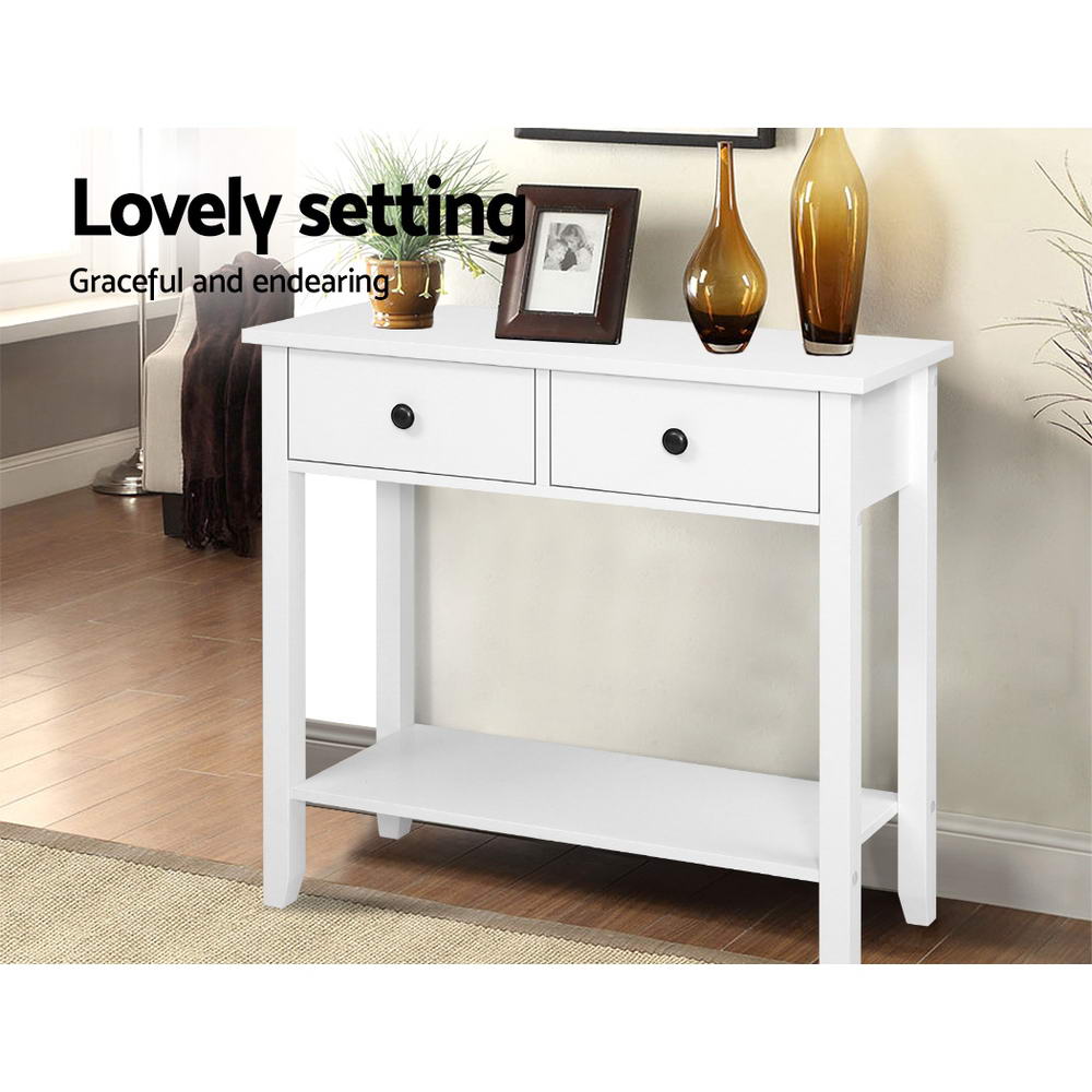 Chole Console Table 2 Drawers 80CM White