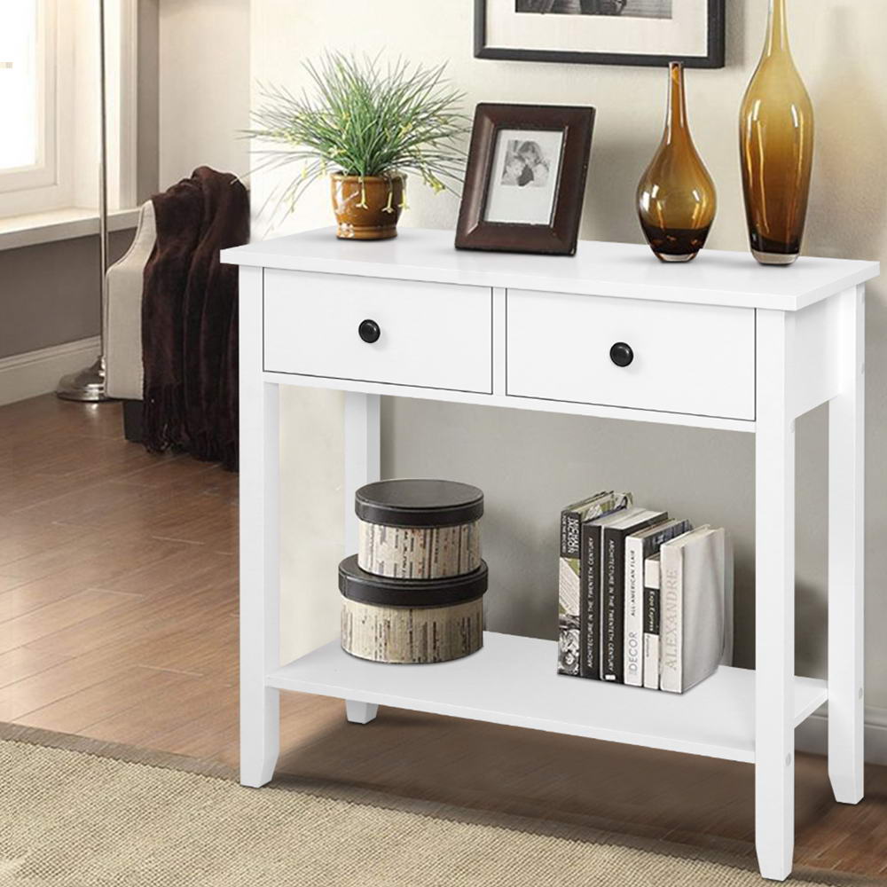 Chole Console Table 2 Drawers 80CM White