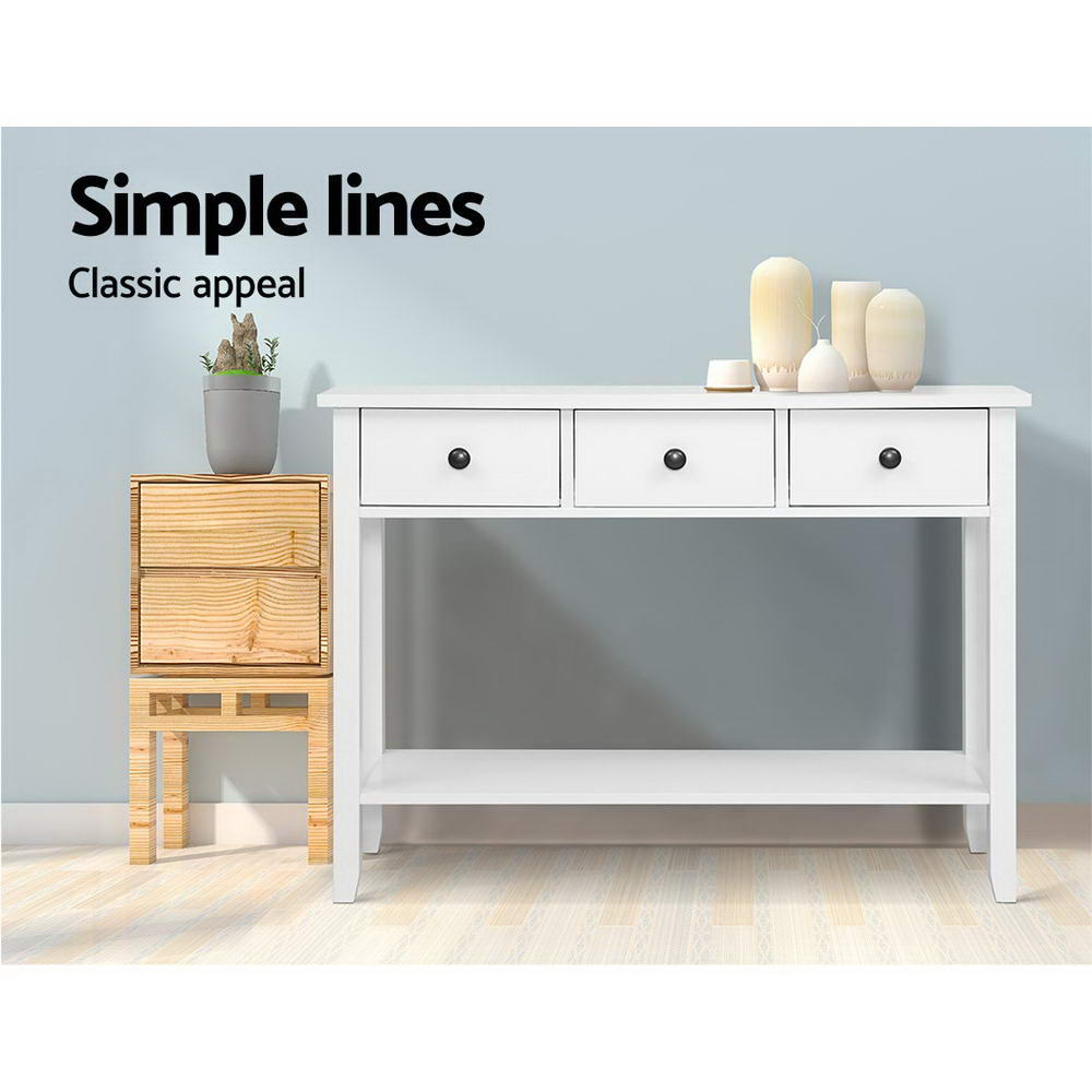 Chole Console Table 3 Drawers 100CM White