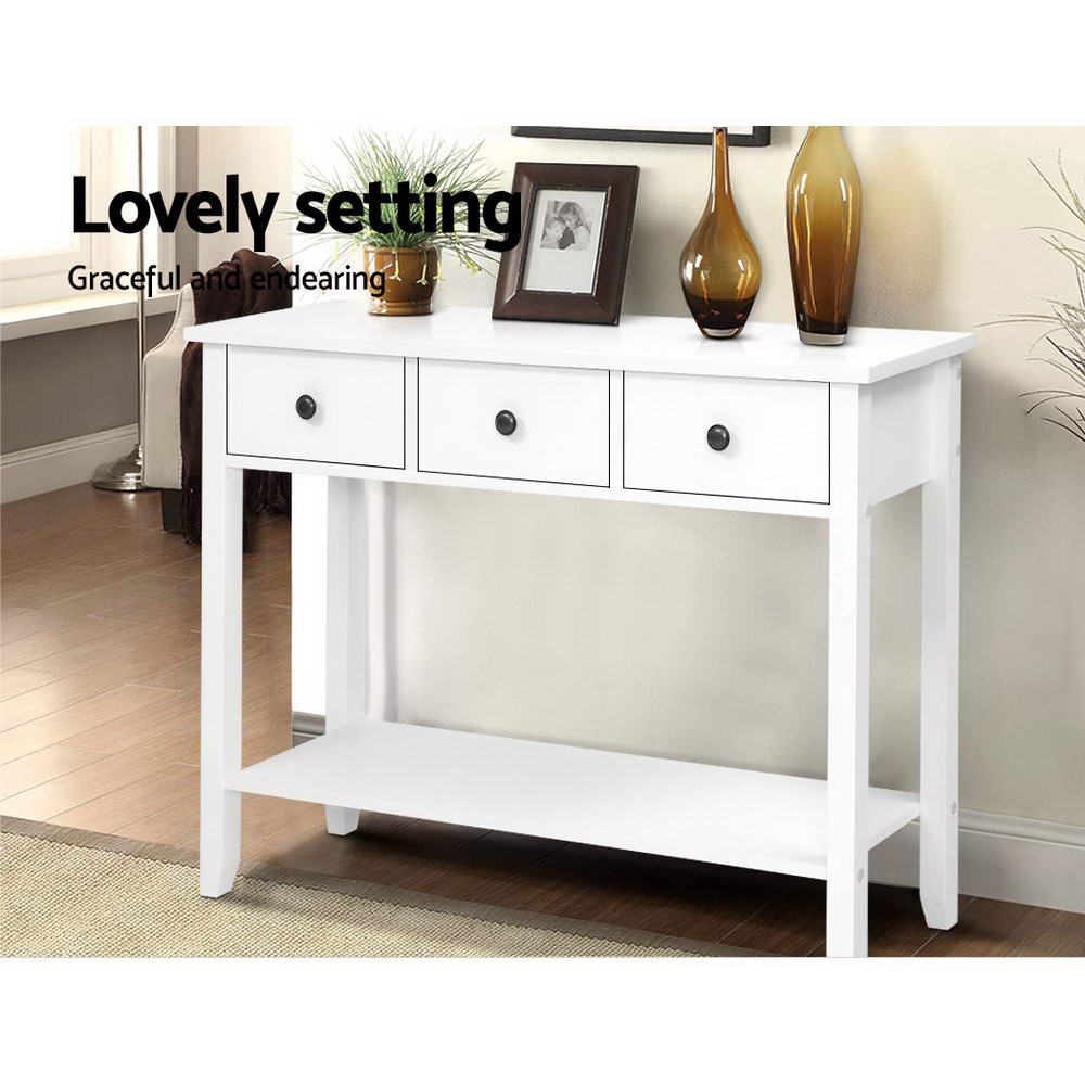 Chole Console Table 3 Drawers 100CM White