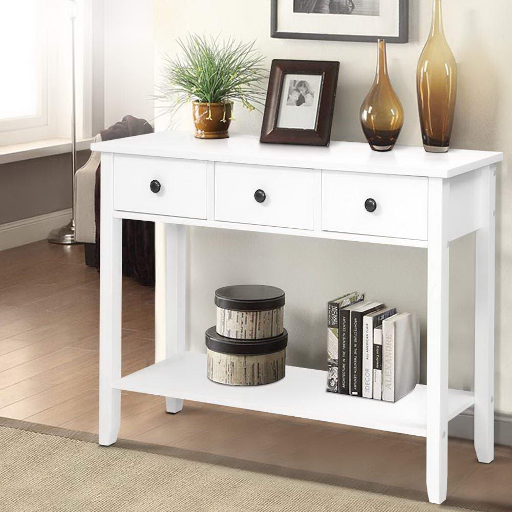 Chole Console Table 3 Drawers 100CM White