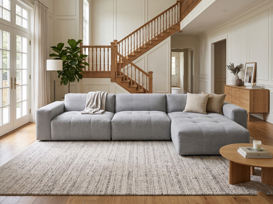 Plush Charcoal Grey L-Shape Sofa | Sydney Wide Delivery | Pre Owned