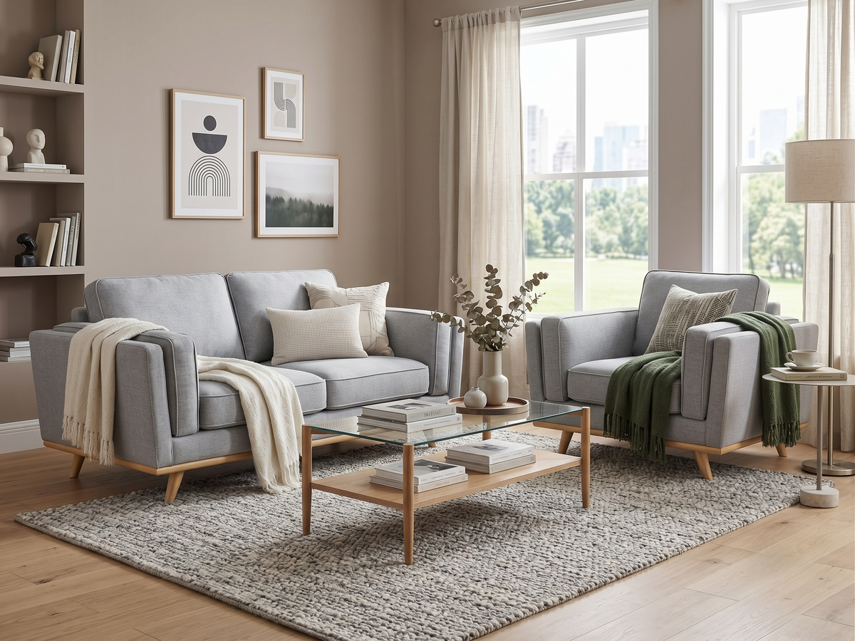 2+1 Seater Sofa Set | Grey Fabric | Sydney Wide Delivery | Pre Owned