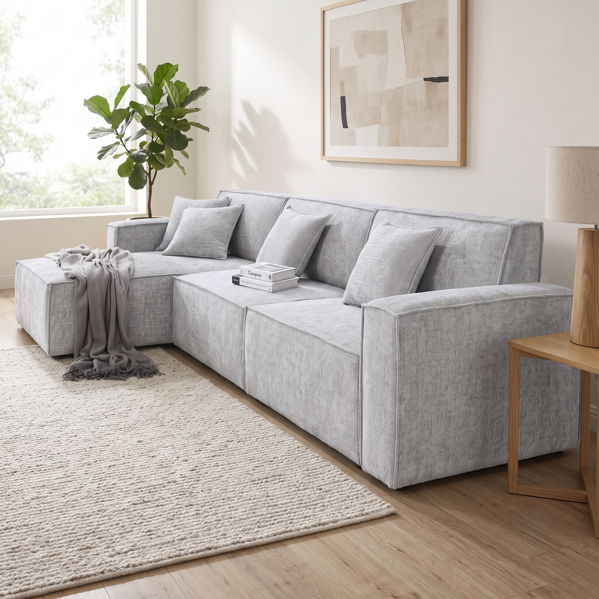 Brand New Modular L-Shape Sofa | Pearl or Slate (Light Grey) | Sydney Wide Delivery | Brand New