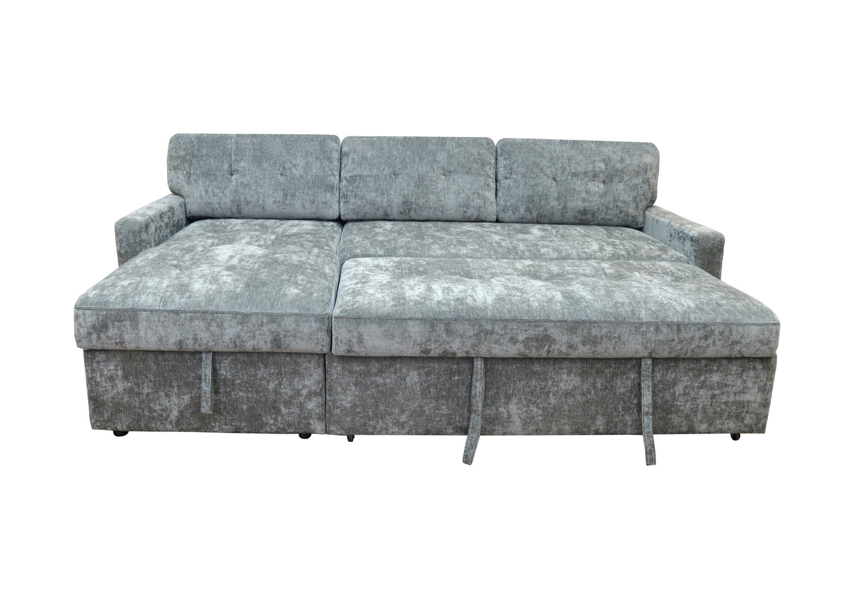 Brand New Lisa Grey Sofa Bed with Storage Chaise | Sydney Wide Delivery