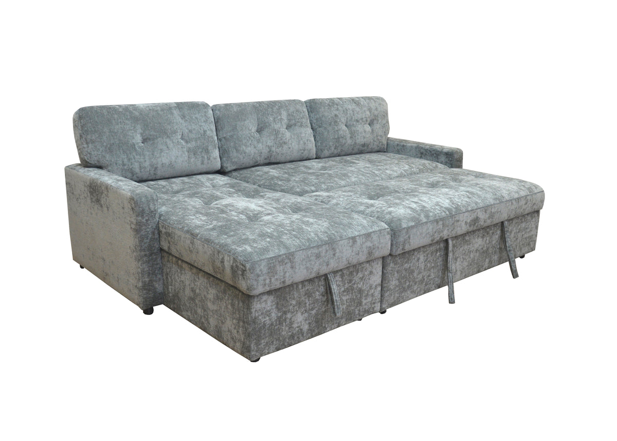 Brand New Lisa Grey Sofa Bed with Storage Chaise | Sydney Wide Delivery