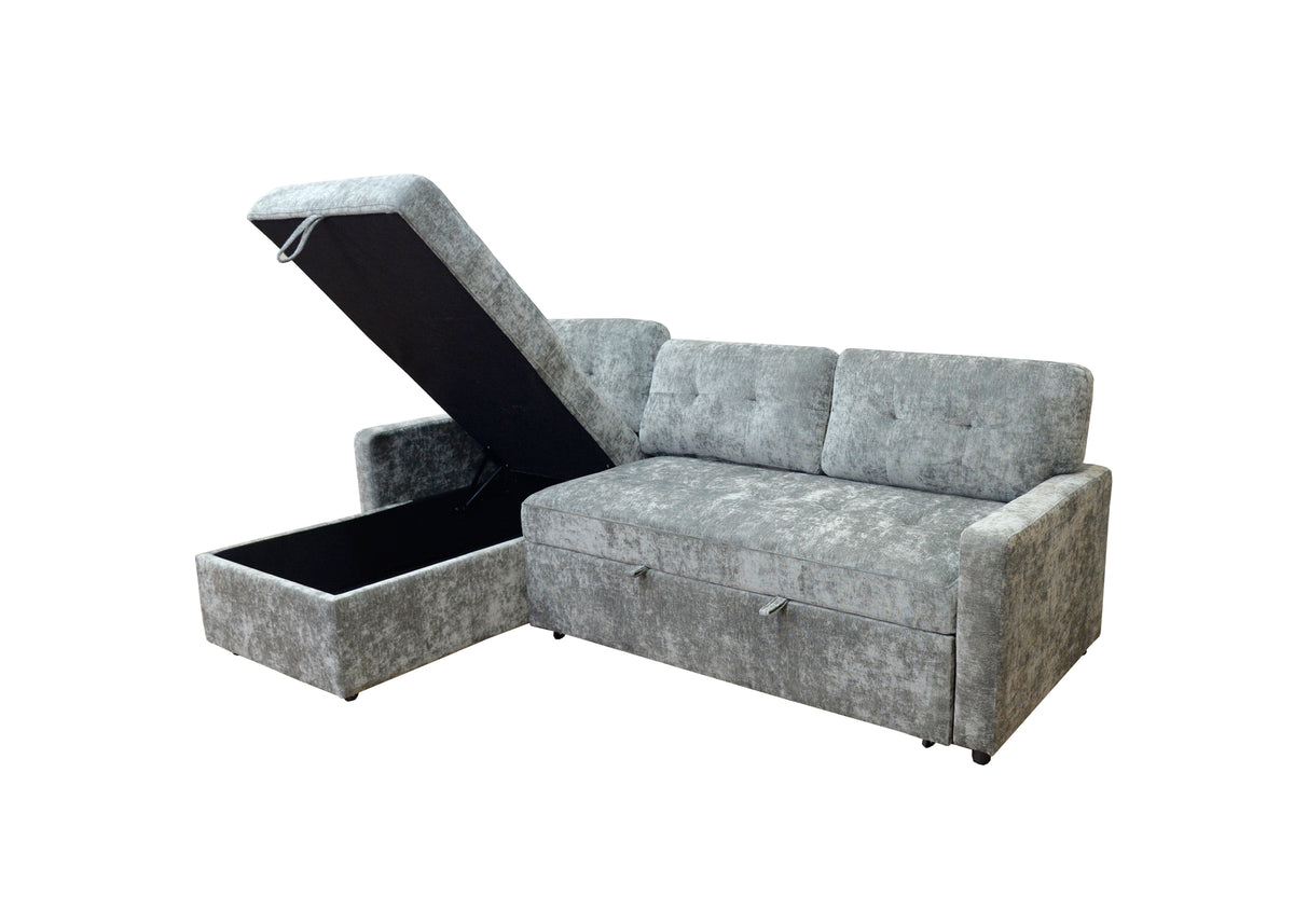 Brand New Lisa Grey Sofa Bed with Storage Chaise | Sydney Wide Delivery