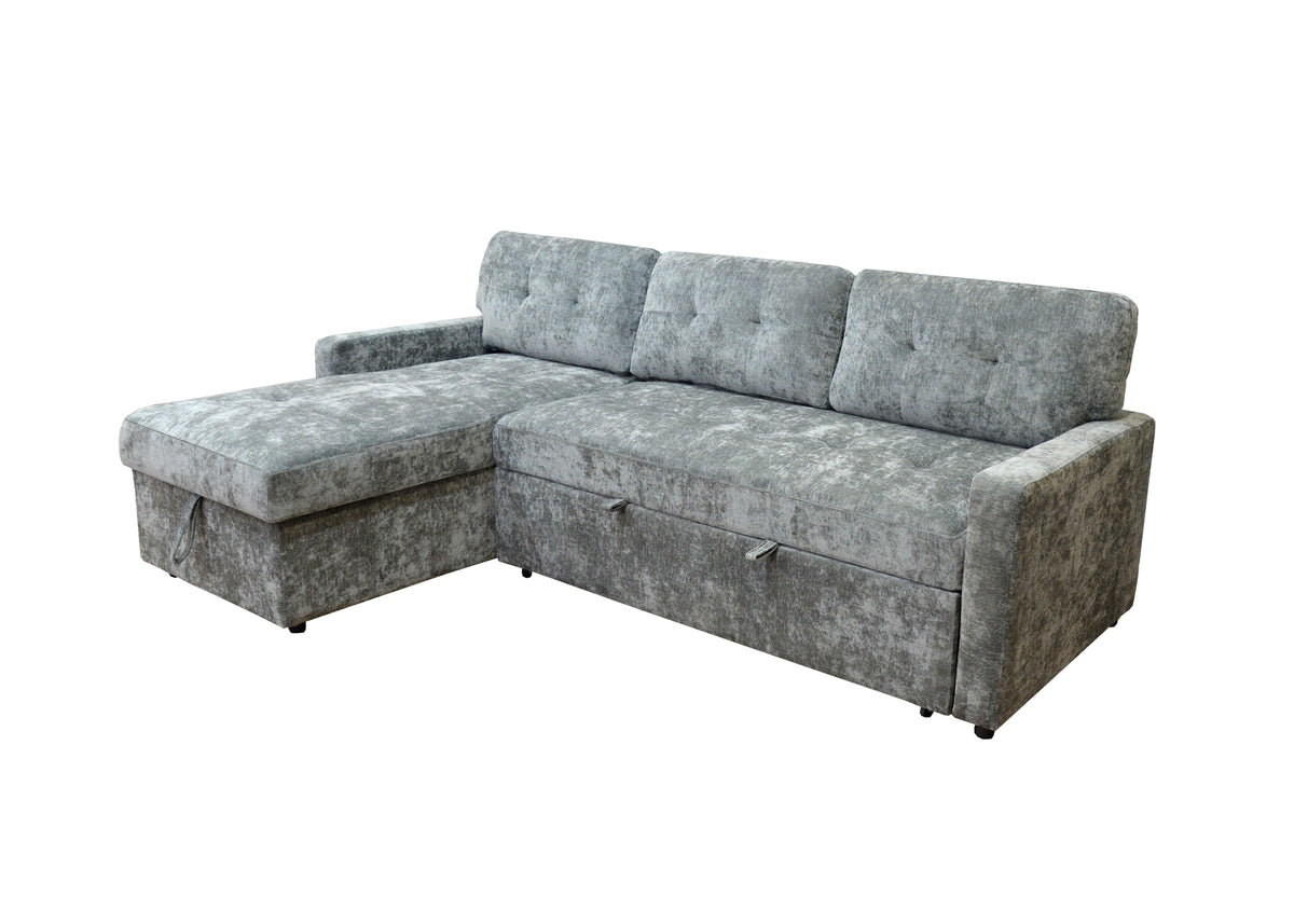 Brand New Lisa Grey Sofa Bed with Storage Chaise | Sydney Wide Delivery