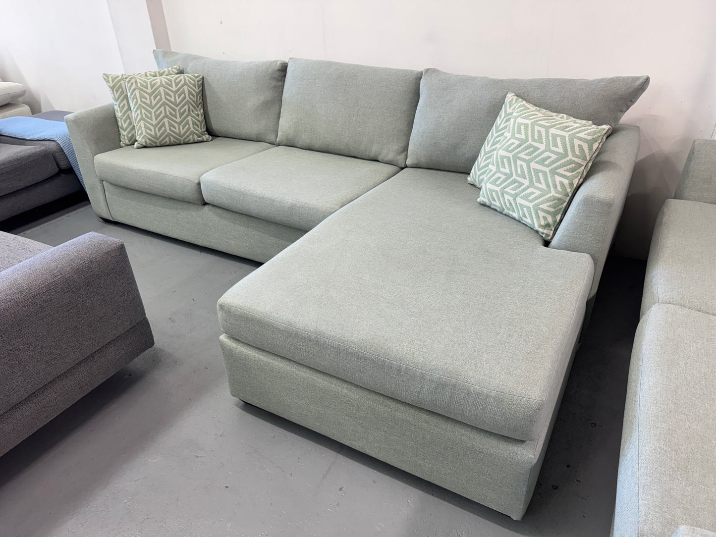 Harvey Norman Sea Green Reversible L-Shape Sofa | Pre-Owned | Steam Cleaned | Sydney Wide Delivery