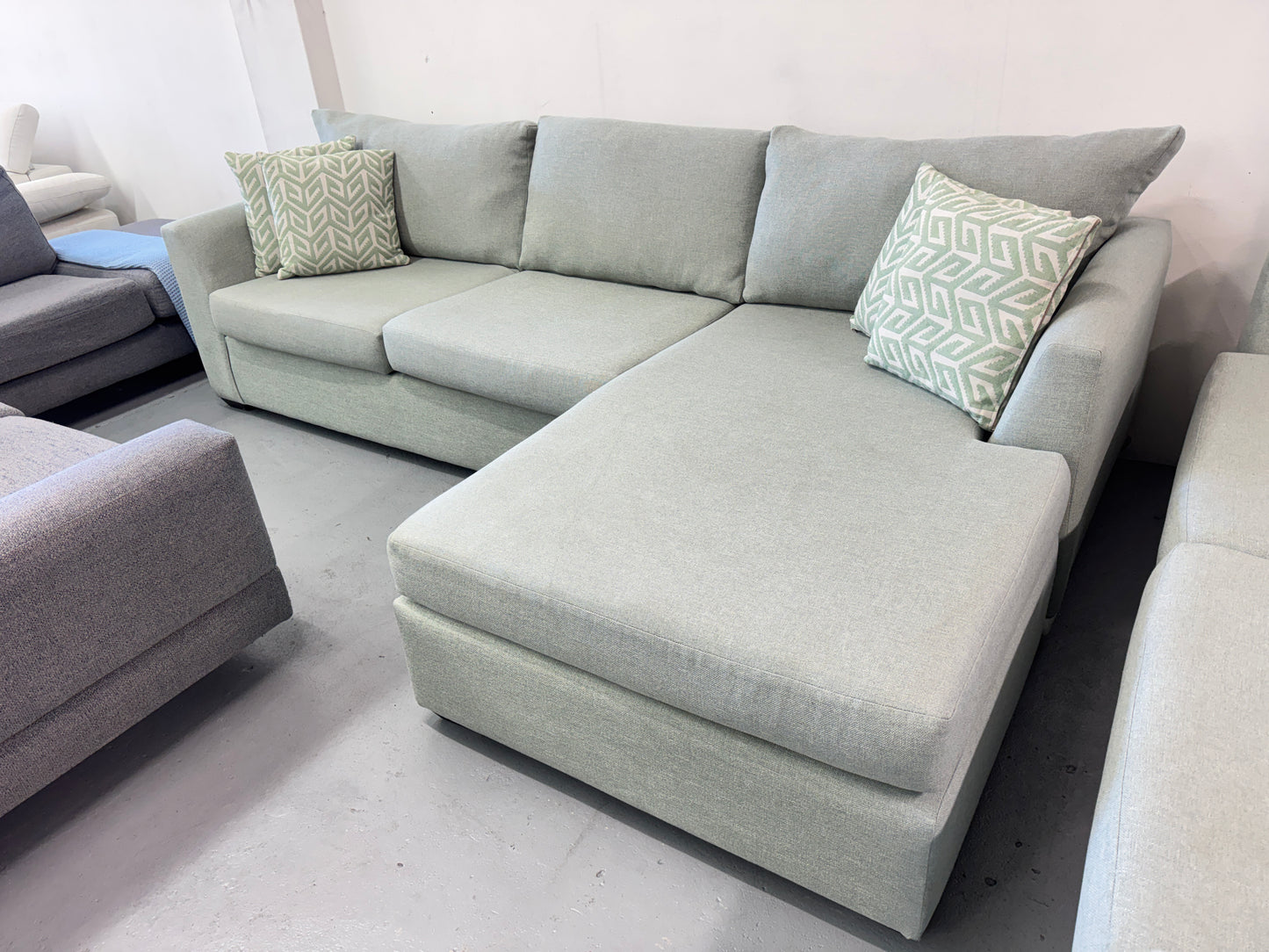 Harvey Norman Sea Green Reversible L-Shape Sofa | Pre-Owned | Steam Cleaned | Sydney Wide Delivery