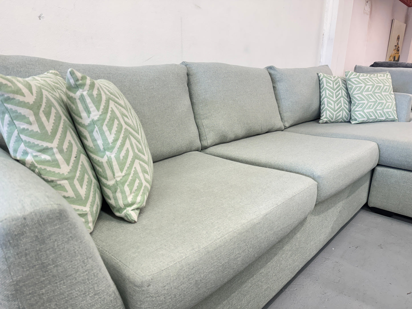 Harvey Norman Sea Green Reversible L-Shape Sofa | Pre-Owned | Steam Cleaned | Sydney Wide Delivery