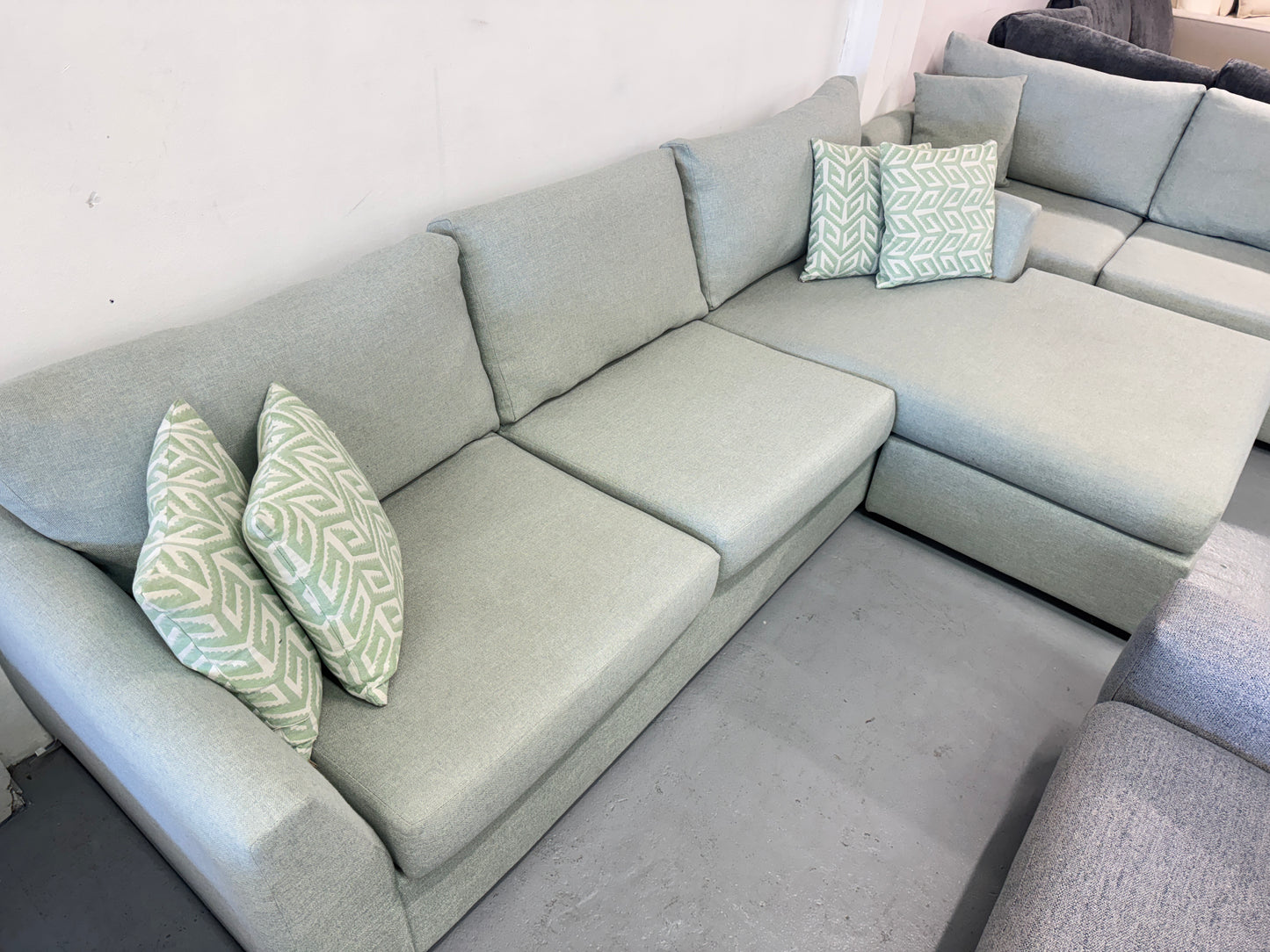 Harvey Norman Sea Green Reversible L-Shape Sofa | Pre-Owned | Steam Cleaned | Sydney Wide Delivery