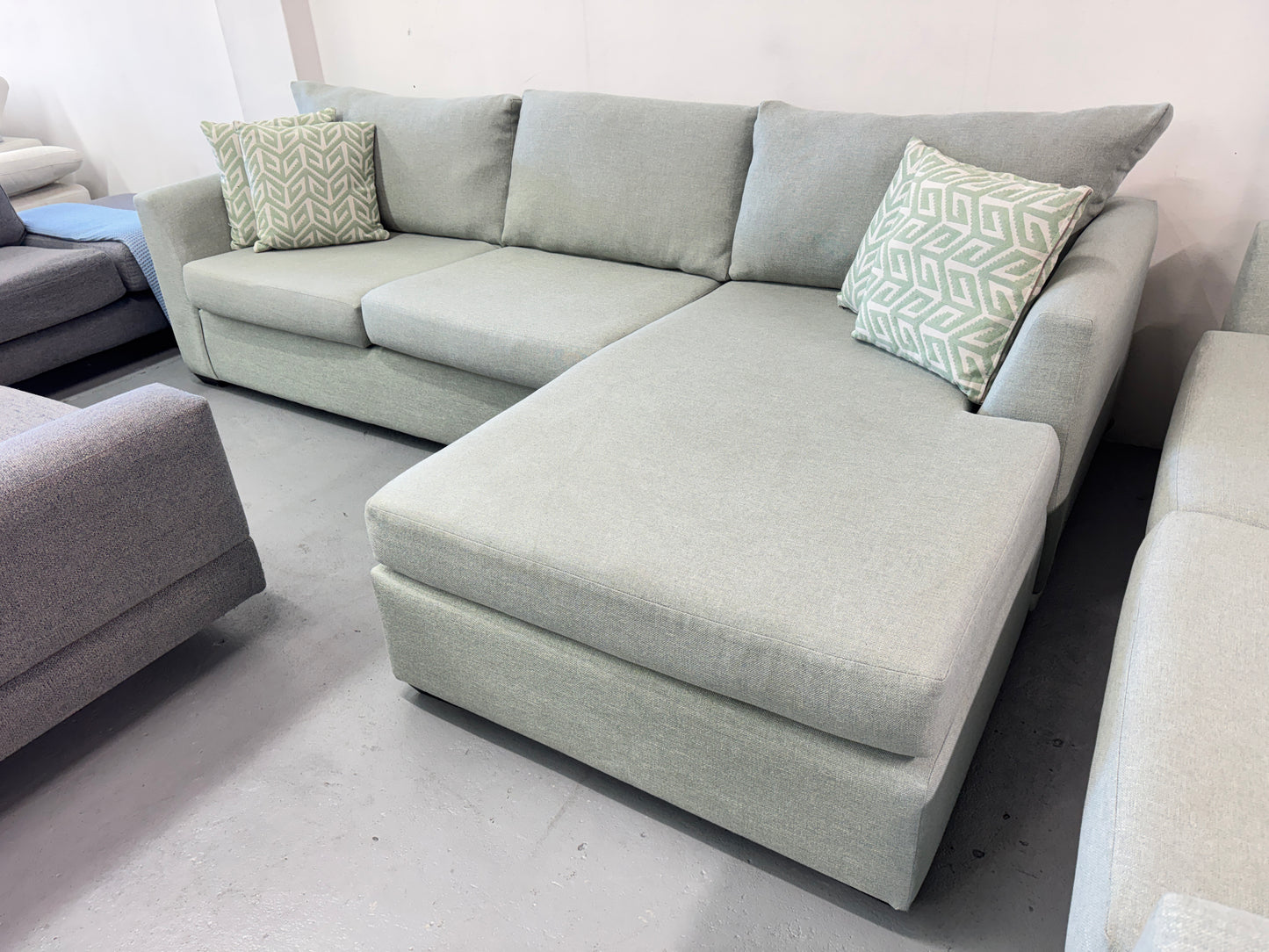 Harvey Norman Sea Green Reversible L-Shape Sofa | Pre-Owned | Steam Cleaned | Sydney Wide Delivery