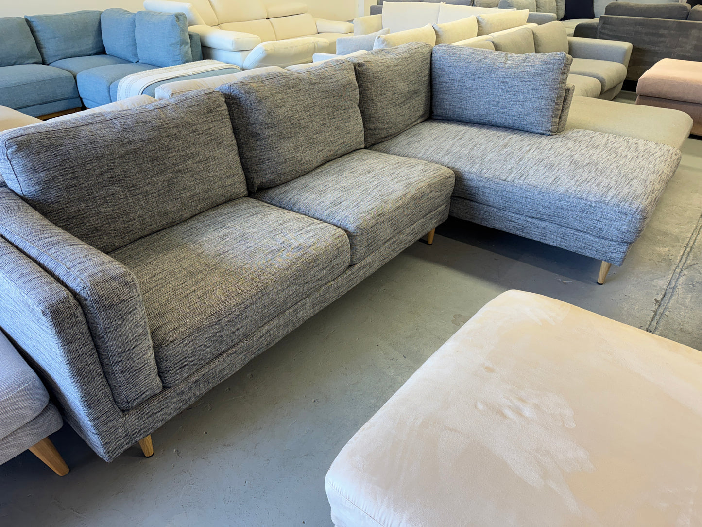 Lounge Lovers Grey L-Shape Sofa | Pre-Owned | Steam Cleaned | Sydney Wide Delivery