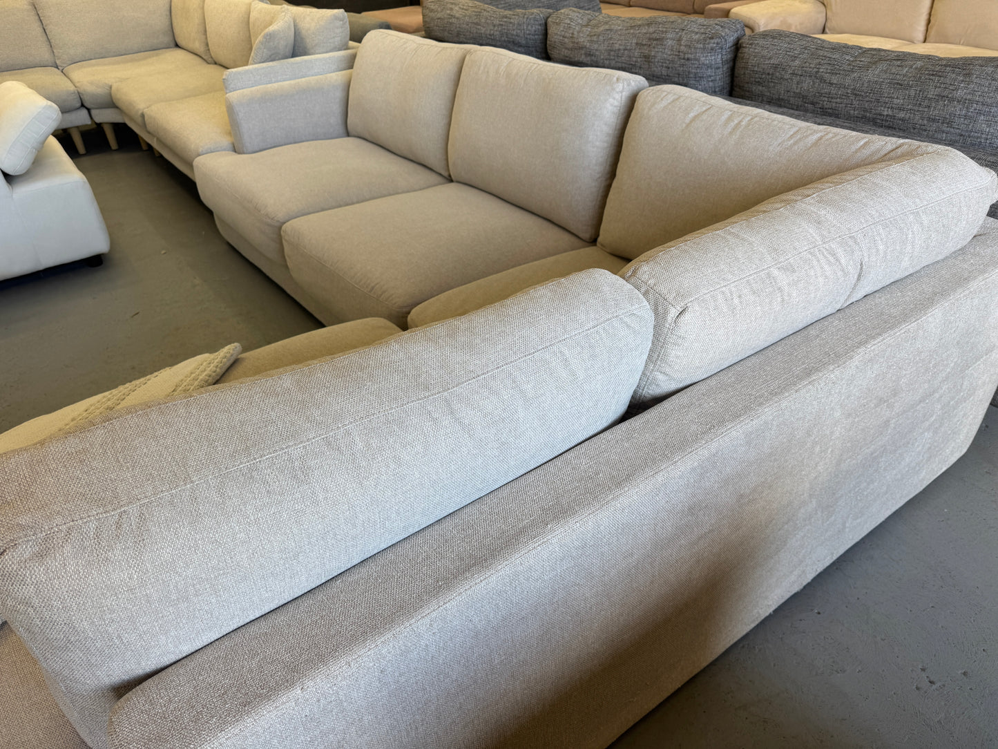 Lounge Lovers Beige L-Shape Sofa | Pre-Owned | Steam Cleaned | Sydney Wide Delivery