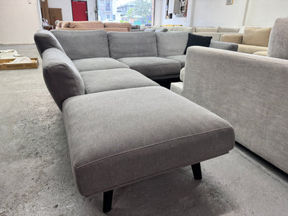 King Living Grey L-Shape Sofa with Ottoman | Pre-Owned | Steam Cleaned | Sydney Wide Delivery