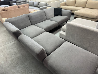 King Living Grey L-Shape Sofa with Ottoman | Pre-Owned | Steam Cleaned | Sydney Wide Delivery