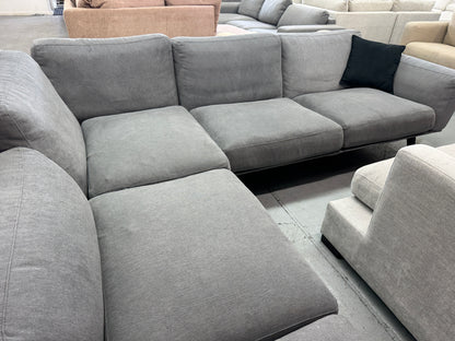 King Living Grey L-Shape Sofa with Ottoman | Pre-Owned | Steam Cleaned | Sydney Wide Delivery