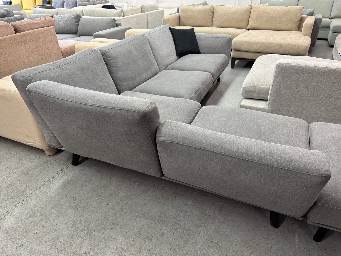 King Living Grey L-Shape Sofa with Ottoman | Pre-Owned | Steam Cleaned | Sydney Wide Delivery