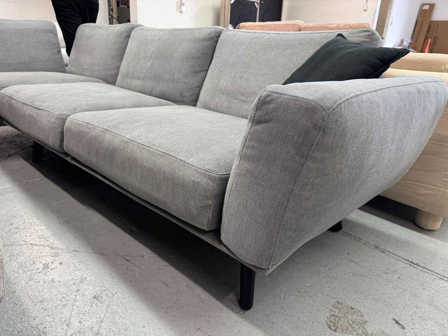 King Living Grey L-Shape Sofa with Ottoman | Pre-Owned | Steam Cleaned | Sydney Wide Delivery