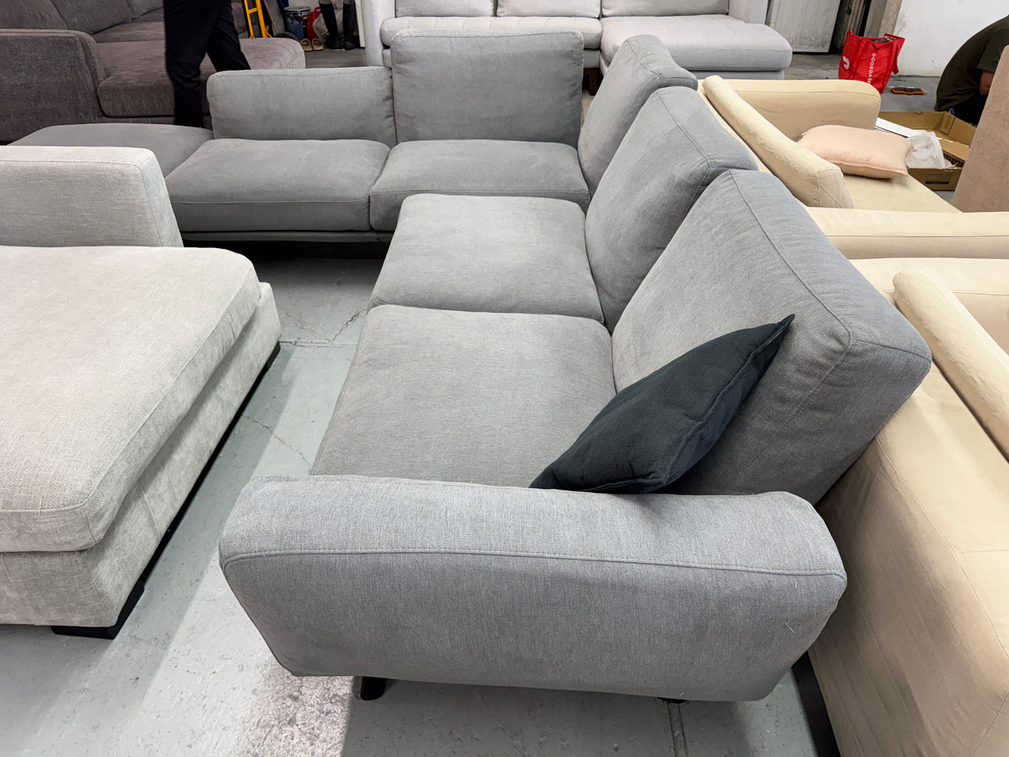 King Living Grey L-Shape Sofa with Ottoman | Pre-Owned | Steam Cleaned | Sydney Wide Delivery