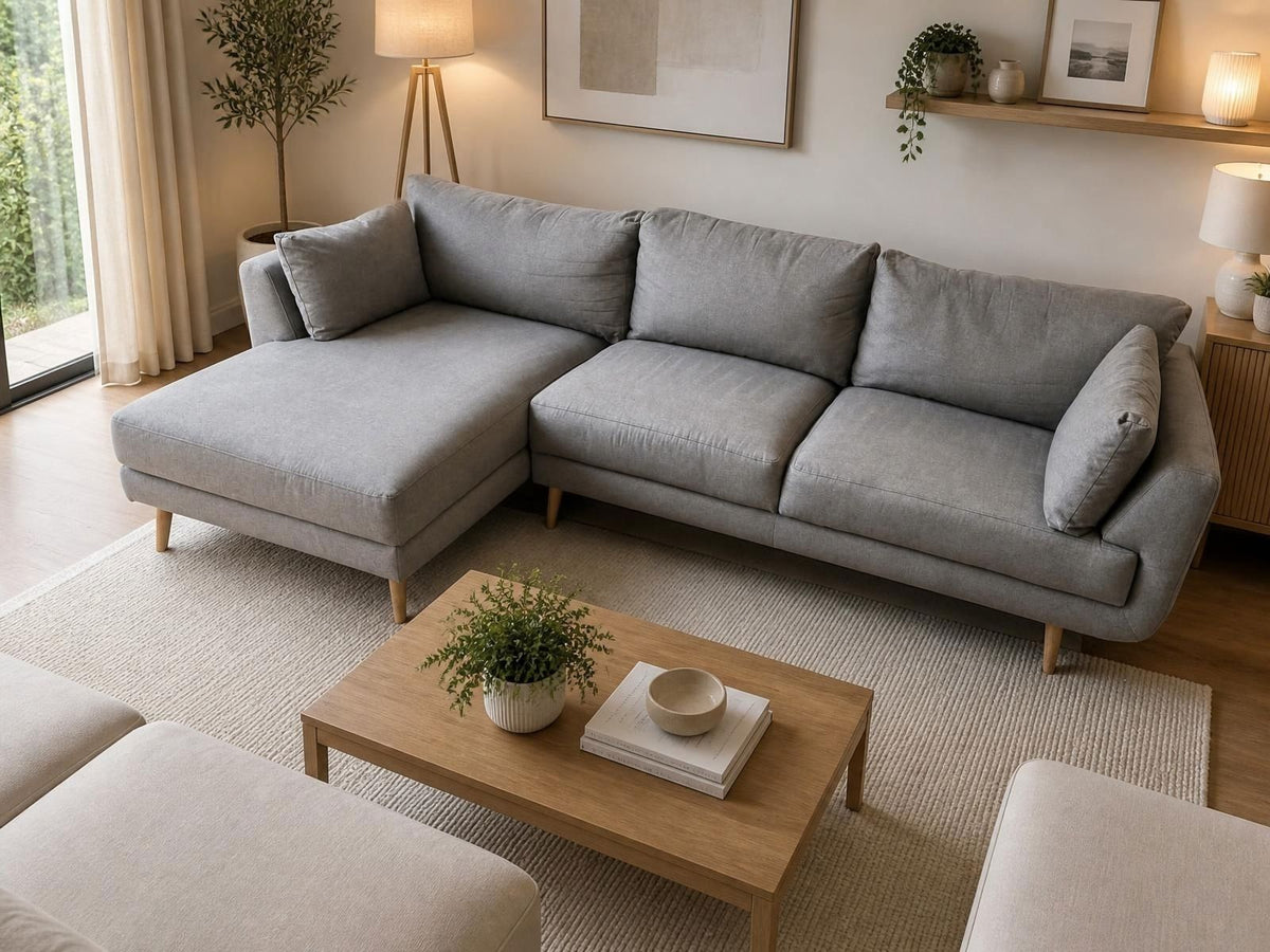 Nick Scali Grey L-Shape Sofa | Left-Side Chaise | Sydney Wide Delivery | Pre Owned