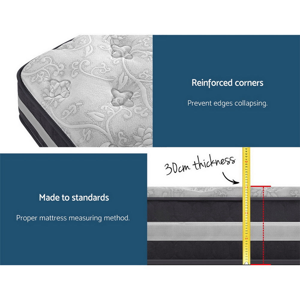 King Single Bedding 30cm Mattress Pocket Spring
