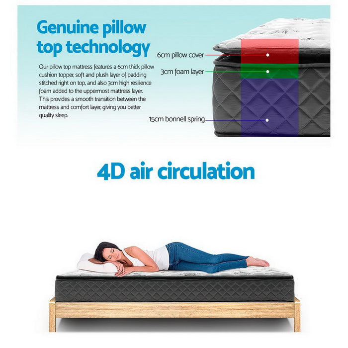 Double Bedding 24cm Mattress Pillow Top