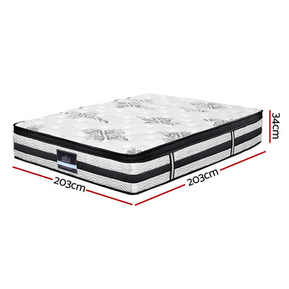 King Bedding 34cm Mattress Euro Top Pocket Spring Super