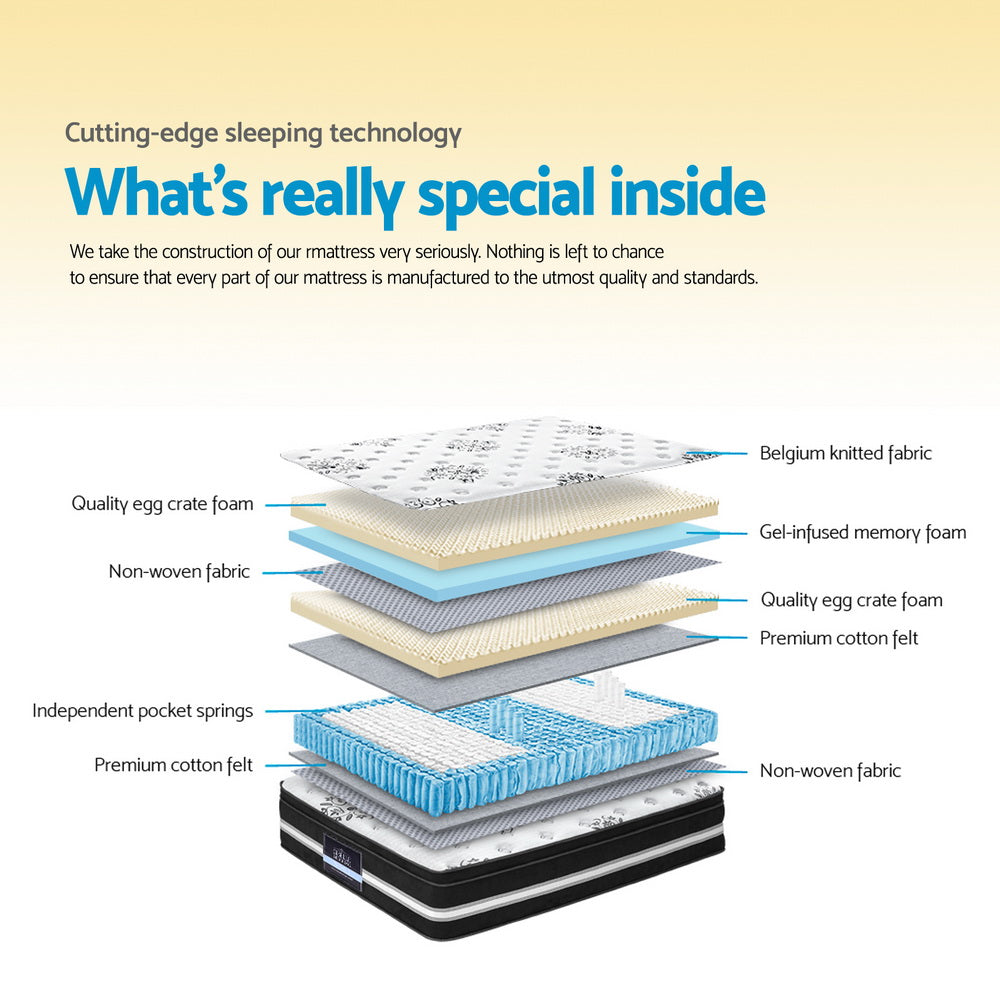 King Single Bedding 34cm Mattress Cool Gel Memory Foam