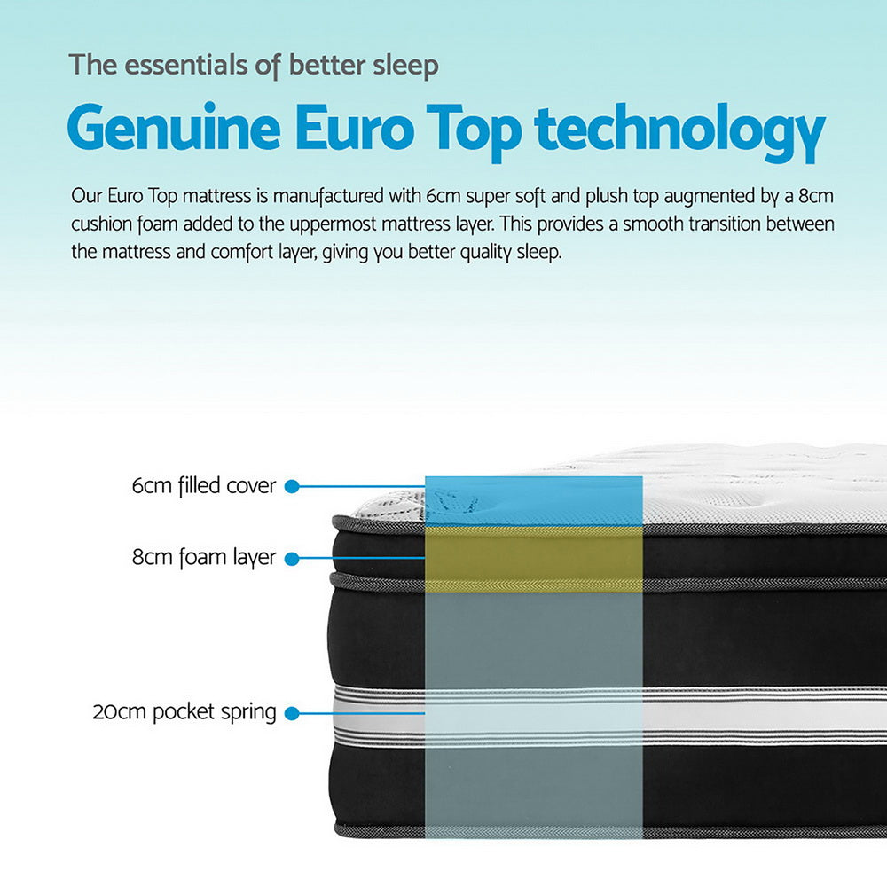 King Single Bedding 34cm Mattress Cool Gel Memory Foam