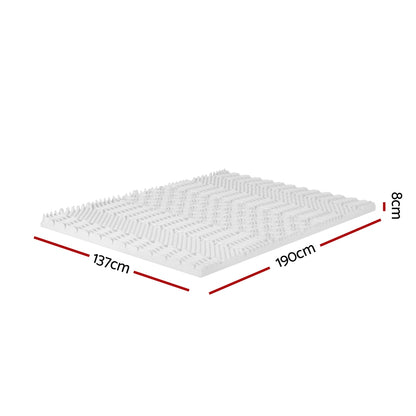 Double White Bedding Memory Foam Mattress Topper 7-Zone Airflow Pad 8cm