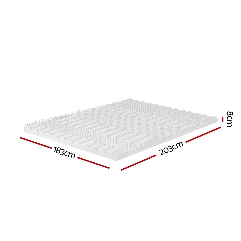 King White Bedding Memory Foam Mattress Topper 7-Zone Airflow Pad 8cm