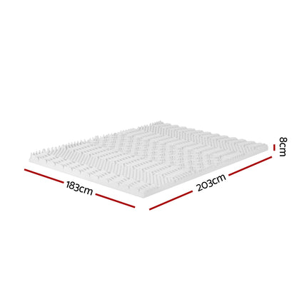 King White Bedding Memory Foam Mattress Topper 7-Zone Airflow Pad 8cm