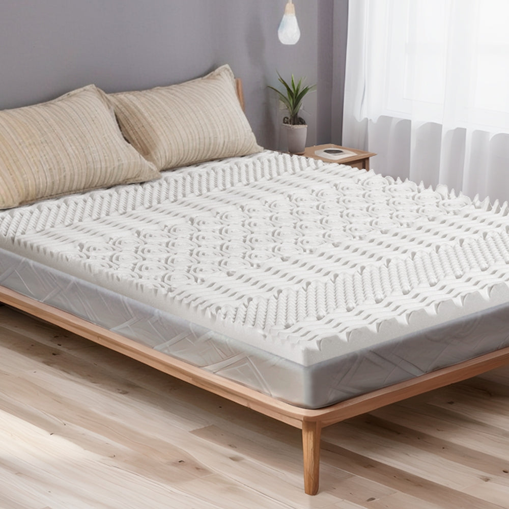 King White Bedding Memory Foam Mattress Topper 7-Zone Airflow Pad 8cm
