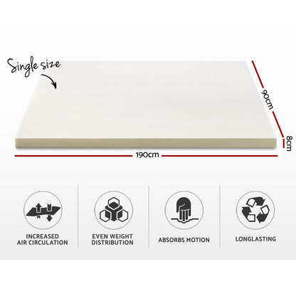 Single Bedding Memory Foam Mattress Topper 8cm