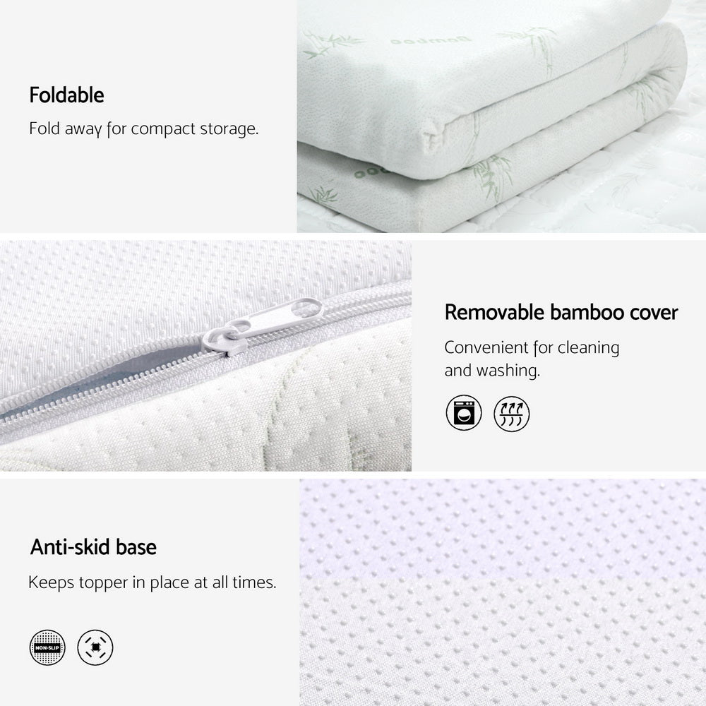Single Bedding Memory Foam Mattress Topper Cool Gel Bed Mat Bamboo 10cm