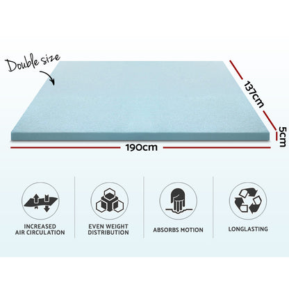 Double Bedding Memory Foam Mattress Topper Cool Gel 5cm